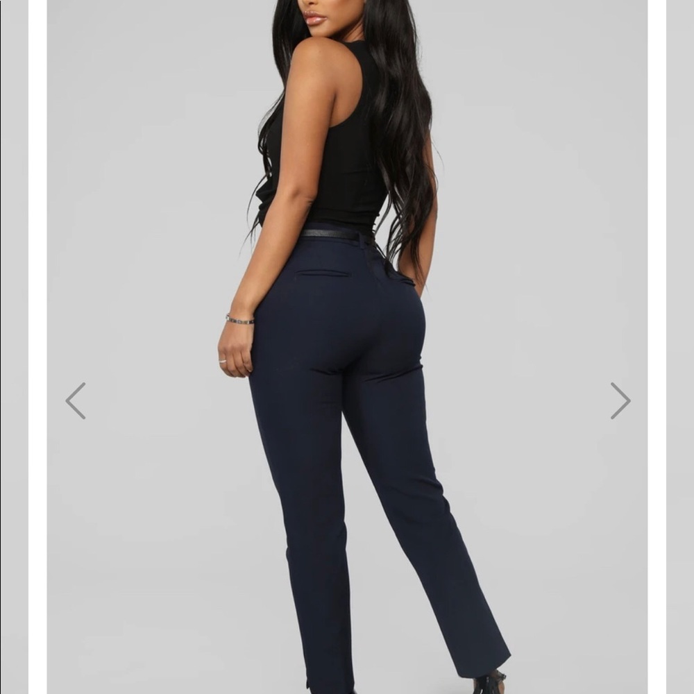 Here To Stay Belted Pants - Navy Medium